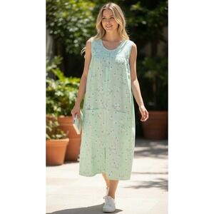 Vintage Zip-Front Floral Nap Dress | Lounge / House Dress GrandmaCore Size M